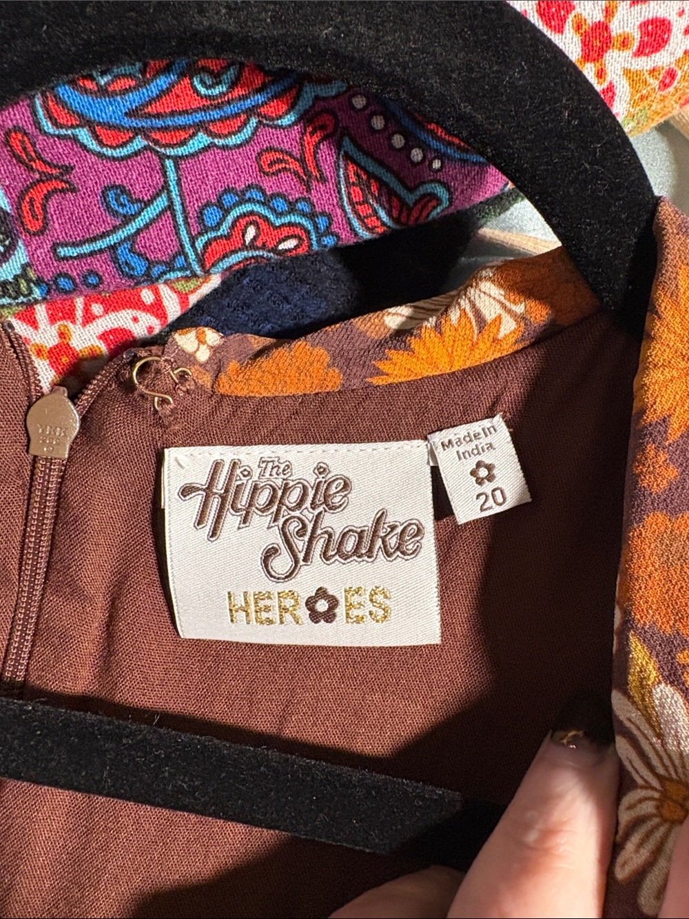 The Hippie Shake Heroes Elenore Retro Floral Mini Dress in Brown XL uk20 - Picture 6 of 6